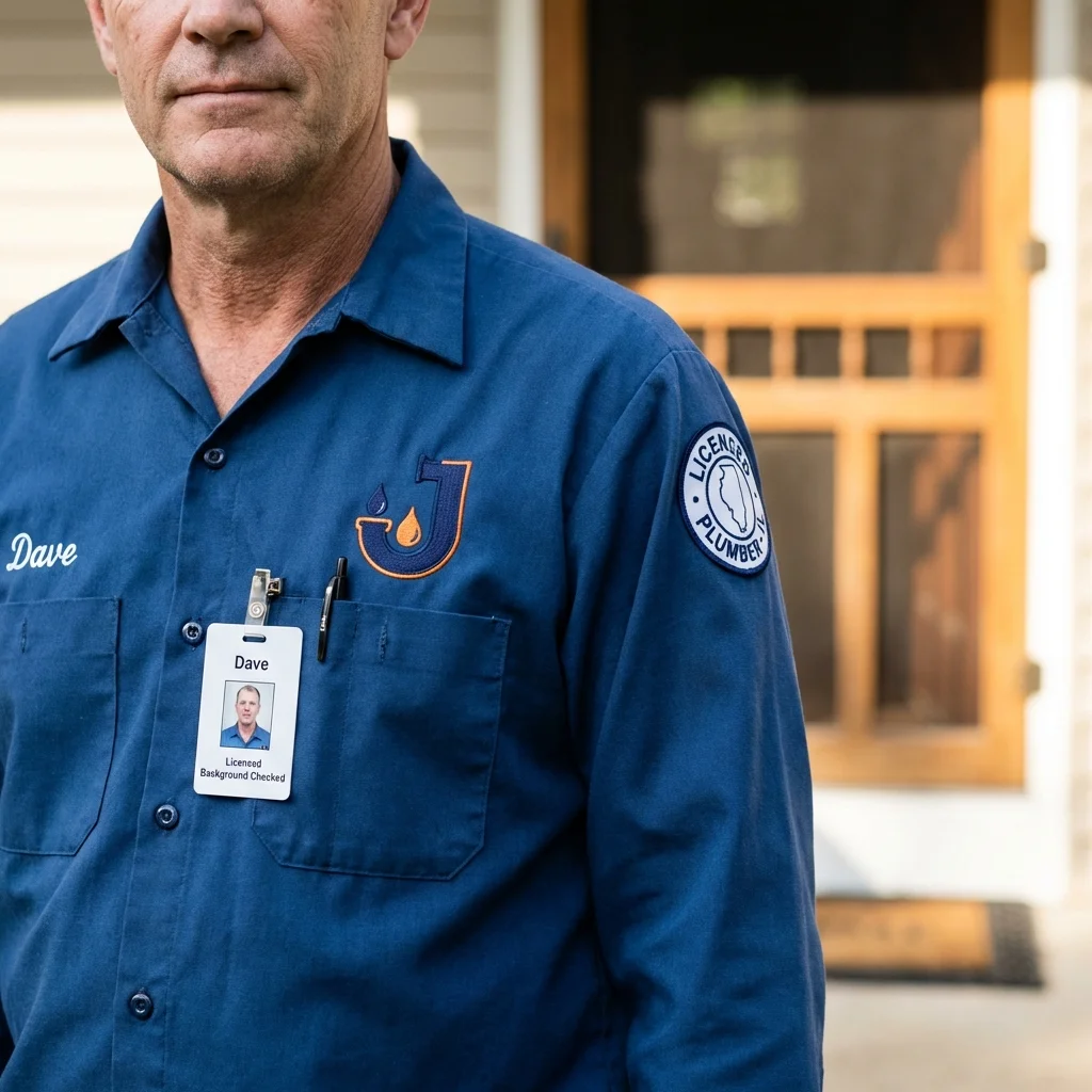 Licensed plumber showing ID badge in Tiptonville, TN