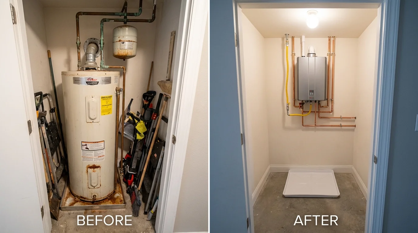 Tank water heater versus wall-mounted tankless unit comparison for Tiptonville, TN homeowners
